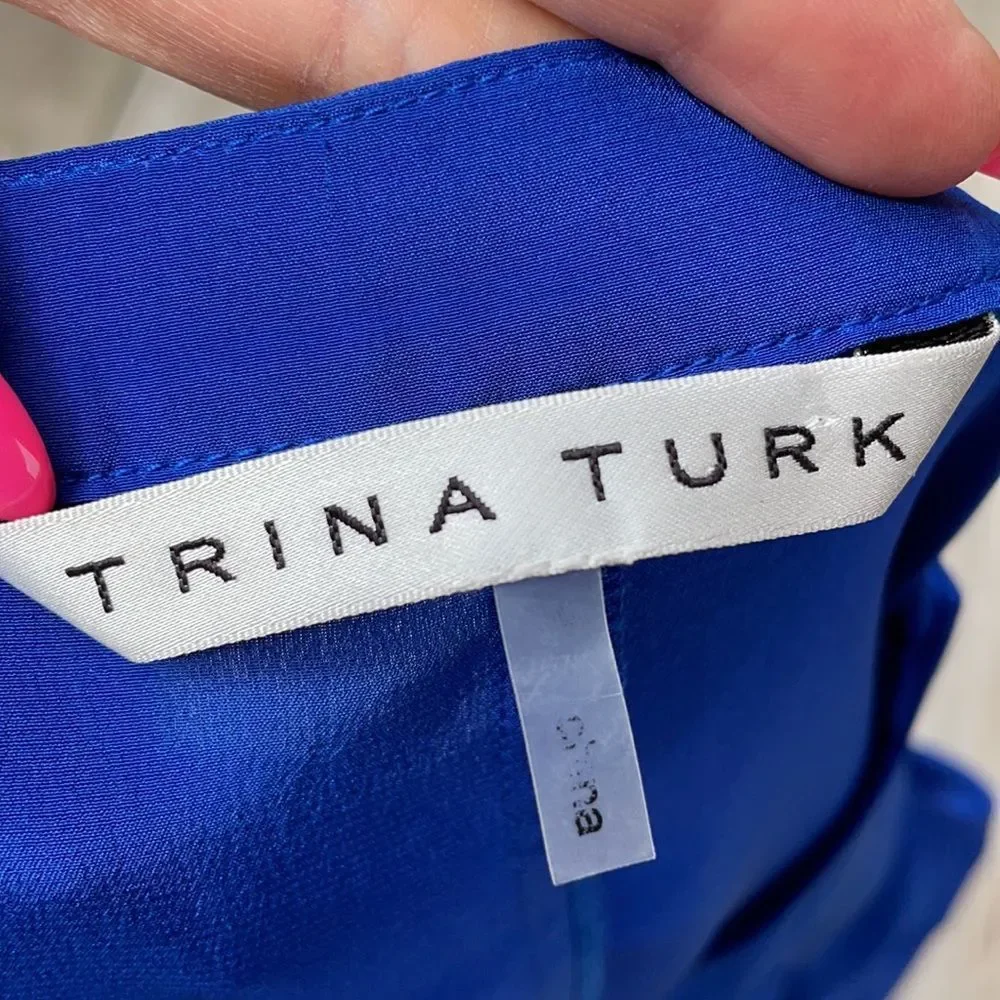 Tina Turk cobalt blue gold button detail blouse - Picture 6 of 8